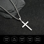 Polished Silver Cross Pendant Necklace Wheat Chain
