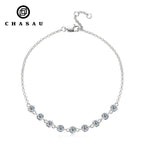 Silver Bezel Set Moissanite Charm Bracelet