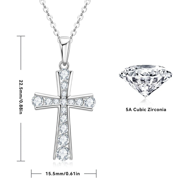 Pave Cubic Zirconia Cross Pendant Necklace