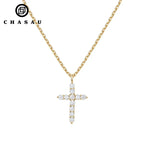 Gold-Tone Cubic Zirconia Cross Pendant Necklace