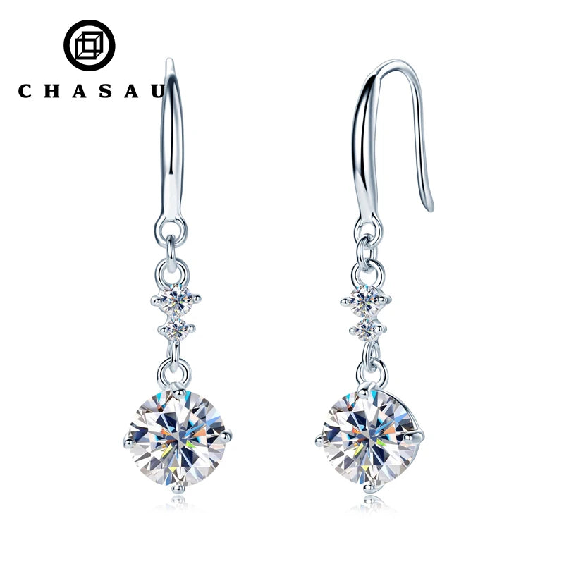 Sterling Silver Moissanite Dangle Drop Earrings