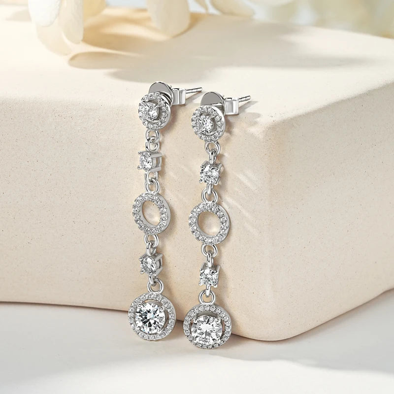 Moissanite Tassel Chain Drop Earrings