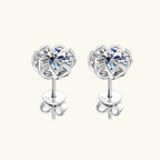 Floral Cage Stud Earrings with Brilliant Clear Gemstone