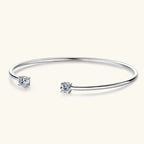 Two Stone Moissanite Open Cuff Bangle