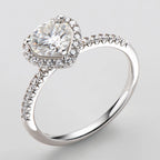 Moissanite Heart Halo Ring in Sterling Silver