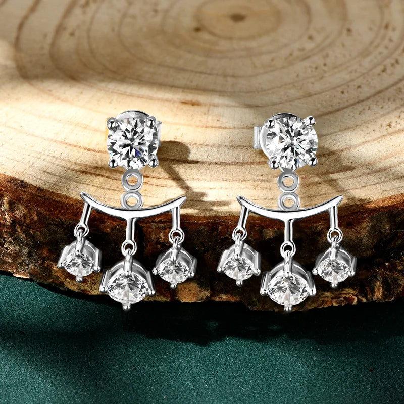 Convertible Moissanite & Cubic Zirconia Dangle Stud Earrings