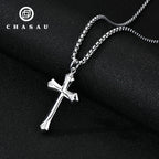 Men's Modern Silver Cross Rolo Chain Necklace