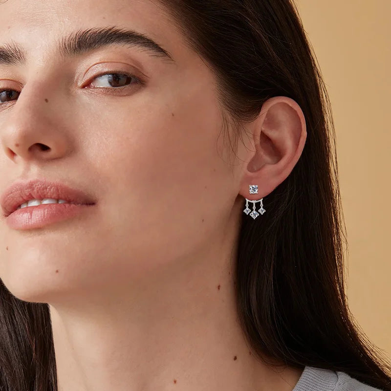 Convertible Moissanite & Cubic Zirconia Dangle Stud Earrings