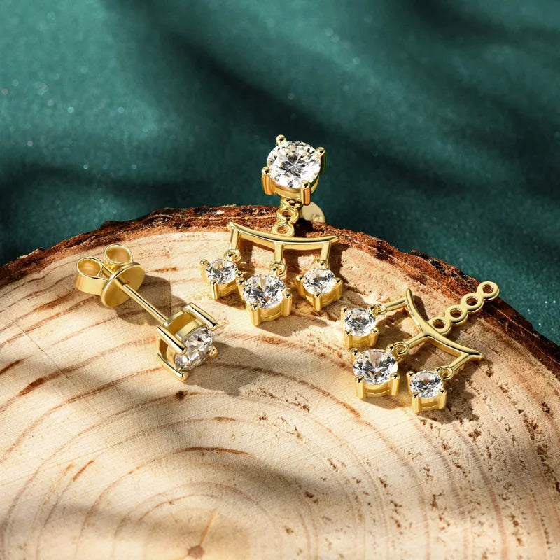 Convertible Moissanite & Cubic Zirconia Dangle Stud Earrings