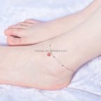 925 Sterling Silver Anklet with Crystal Charms
