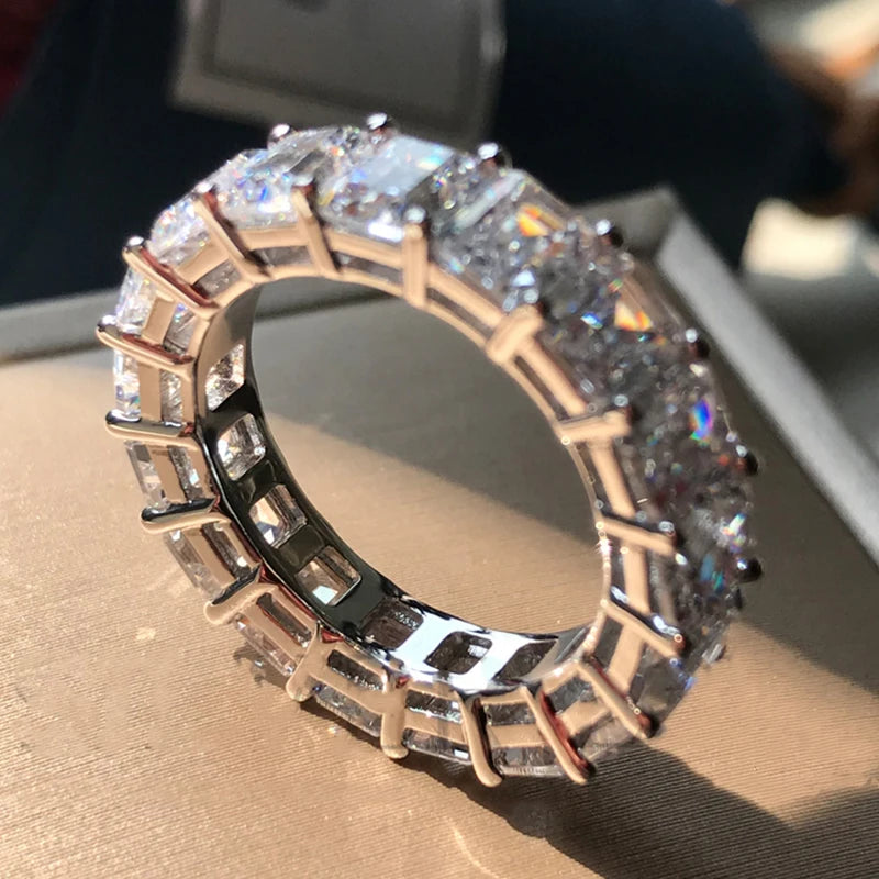 Emerald Cut Cubic Zirconia Eternity Band Ring