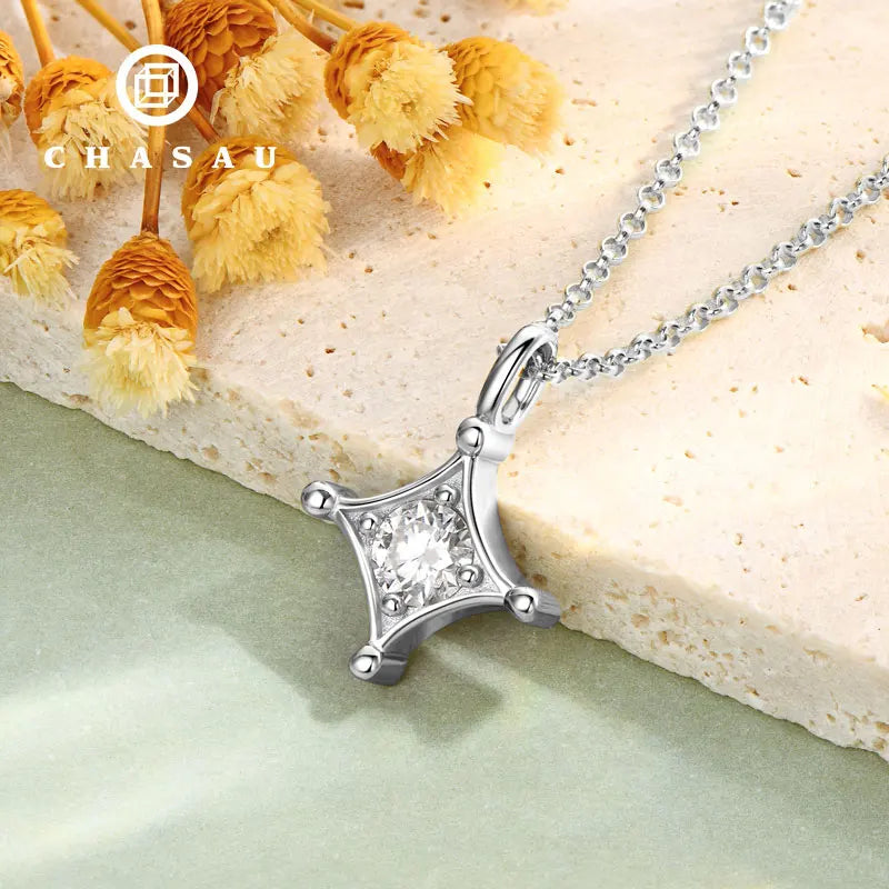 Moissanite Four-Point Star Pendant Necklace