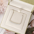 Moissanite Curved Bar Necklace with Cuban Chain