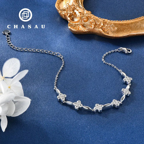 Dainty Flower Motif Adjustable Chain Bracelet
