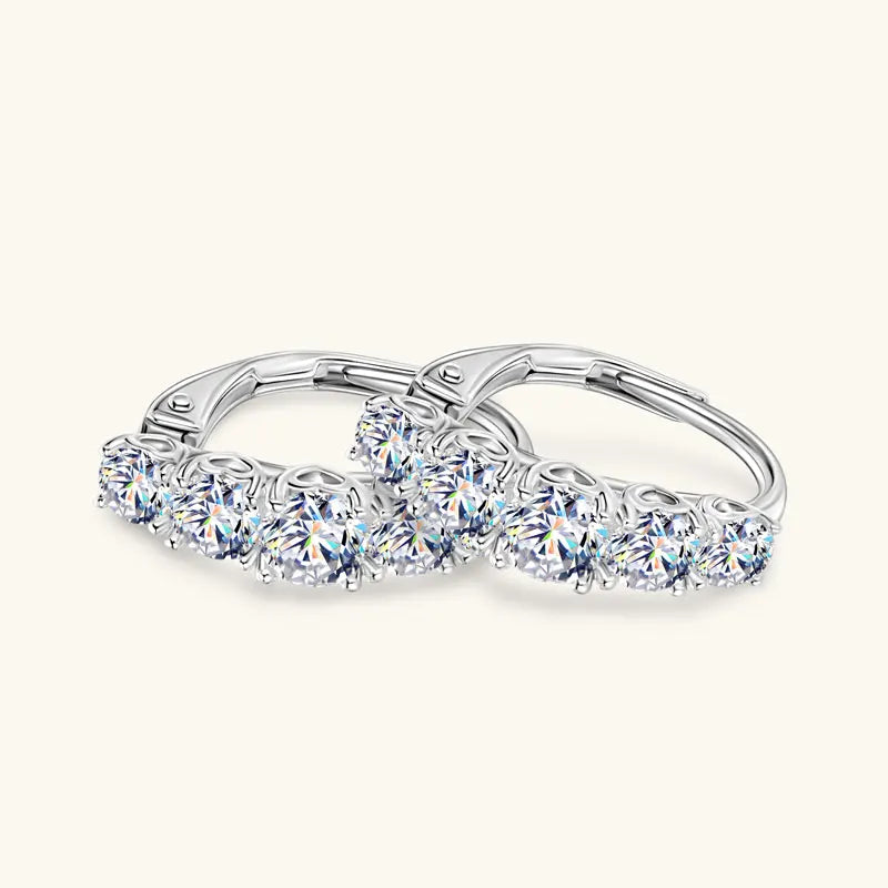 Hoop Earrings with Five Round Prong-Set Stones