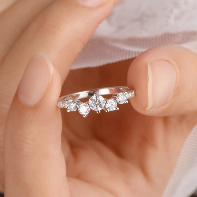 Moissanite Cluster Ring in 925 Sterling Silver