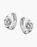 Pair of women's silver 925 hoop earrings with brilliant cut cubic zirconia stones