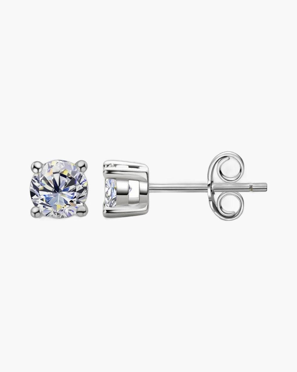 Sparkling round cut cubic zirconia stud earrings in sterling silver for women