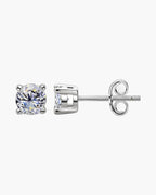 Sparkling round cut cubic zirconia stud earrings in sterling silver for women