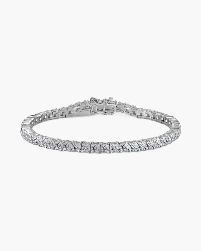 Women's silver 925 tennis bracelet with sparkling cubic zirconia stones and secure box clasp