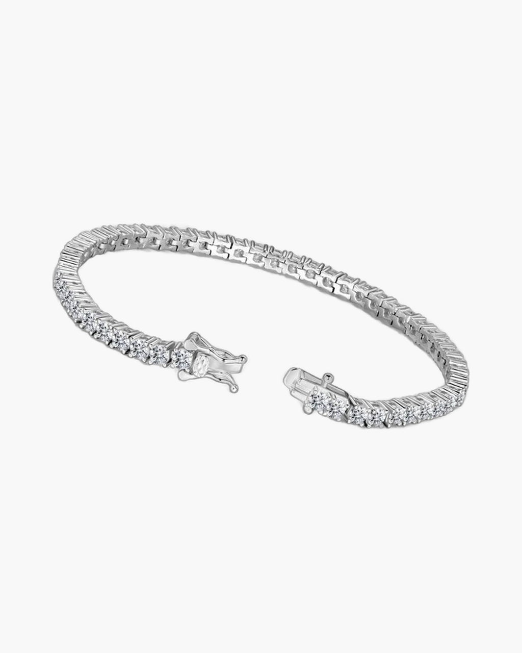 Women's silver 925 tennis bracelet with cubic zirconia stones and secure box clasp