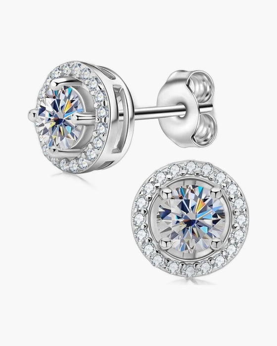 Sparkling silver 925 stud earrings for women with round brilliant cut cubic zirconia stones