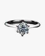 Elegant women's silver 925 solitaire ring with a brilliant round cut diamond setting