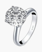 Sparkling round cut diamond solitaire ring in polished silver 925 for women
