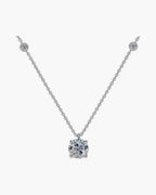 Women's silver 925 necklace with a large round solitaire pendant and two smaller accent stones