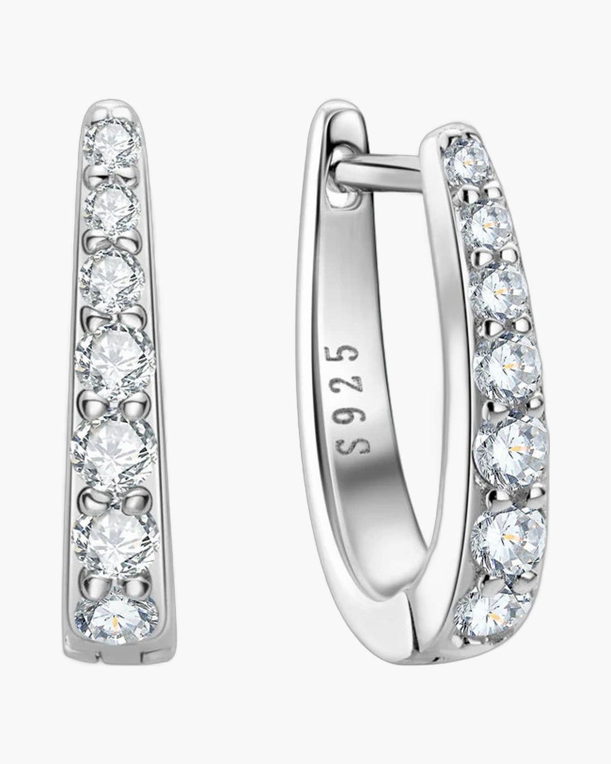 Pair of women's silver 925 hoop earrings with sparkling cubic zirconia stones [orig]