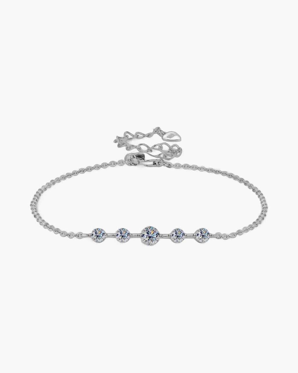 Women's delicate silver 925 bracelet with five sparkling round cubic zirconia stones