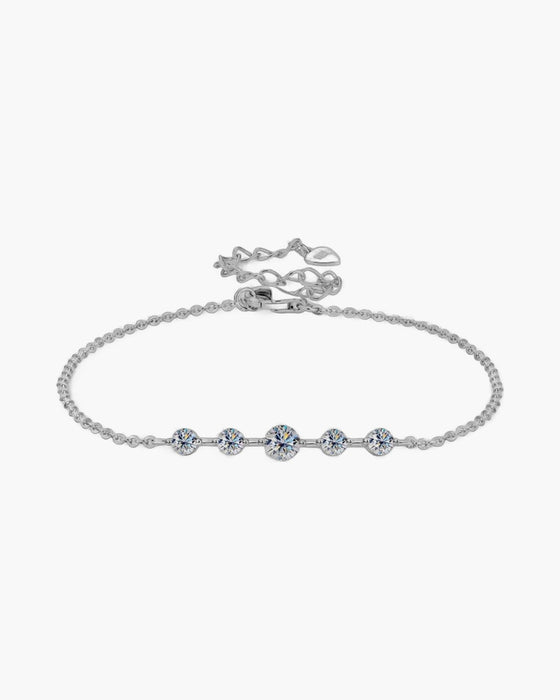 Women's delicate silver 925 bracelet with five sparkling round cubic zirconia stones