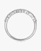Elegant women's silver 925 ring with a curved band of sparkling cubic zirconia stones