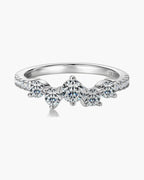 Women's elegant silver 925 ring with sparkling round cut cubic zirconia stones