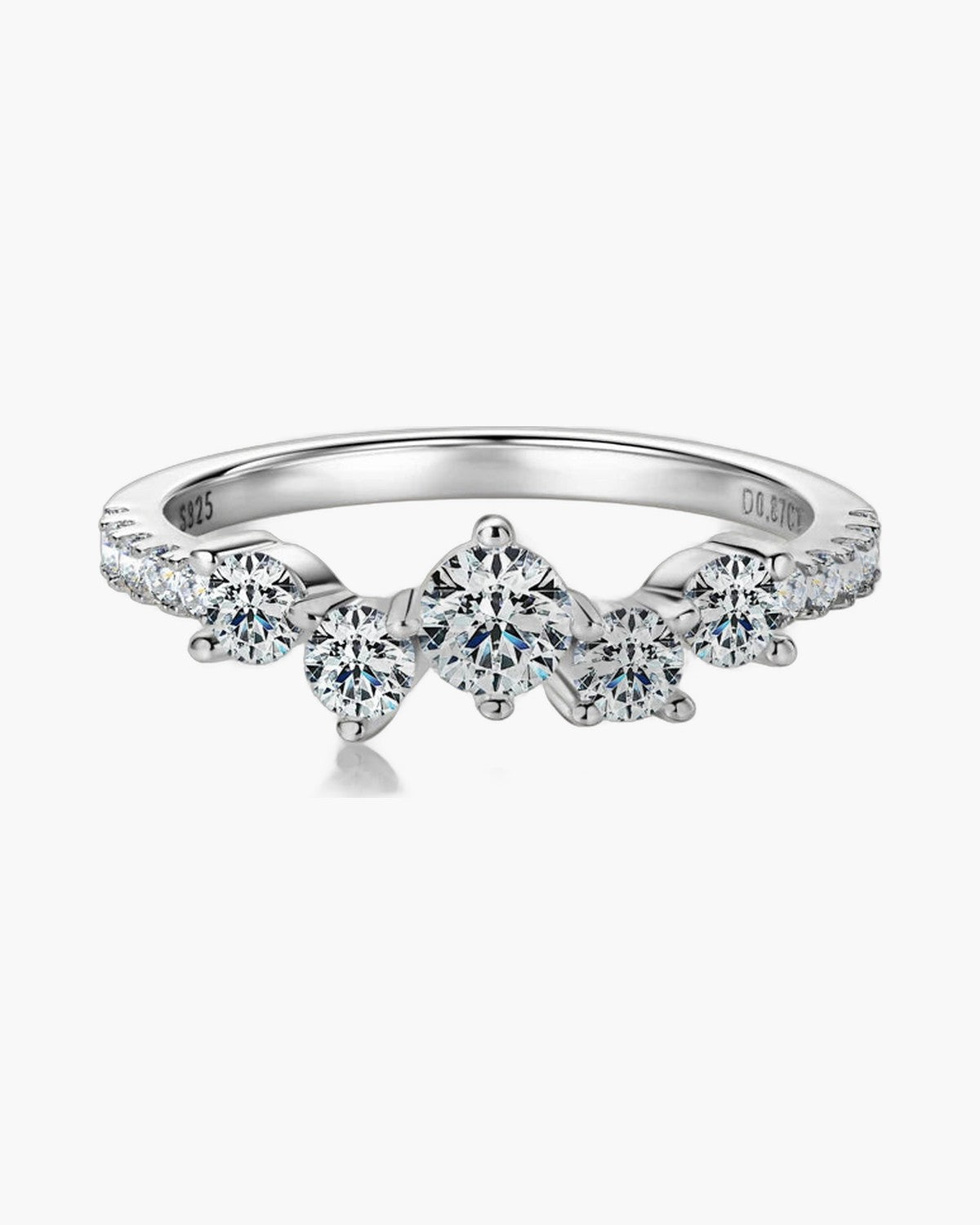 Women's elegant silver 925 ring with sparkling round cut cubic zirconia stones