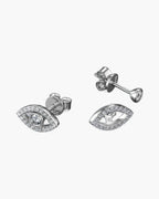 Sparkling women's silver 925 evil eye stud earrings with cubic zirconia stones