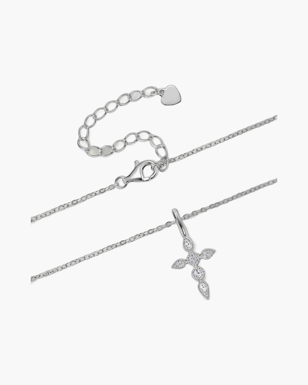 Women's silver 925 necklace with a sparkling cubic zirconia cross pendant and adjustable chain