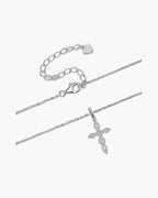 Women's silver 925 necklace with a sparkling cubic zirconia cross pendant and adjustable chain