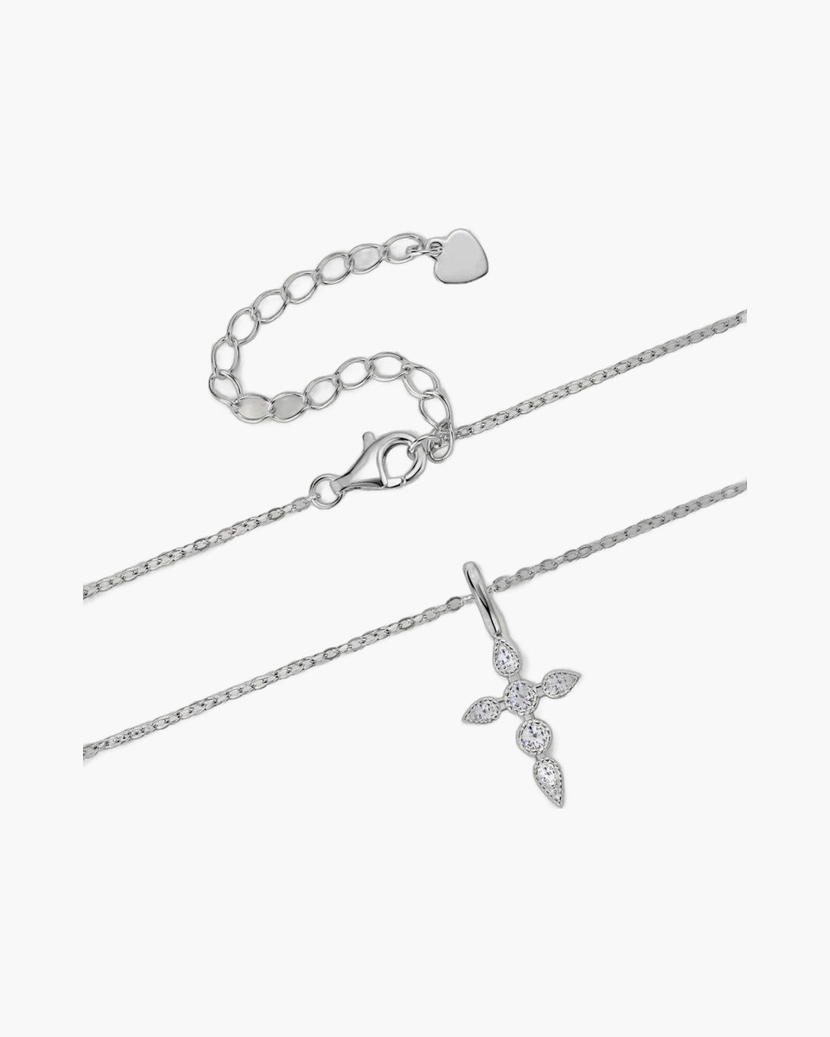 Women's silver 925 necklace with a sparkling cubic zirconia cross pendant and adjustable chain
