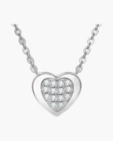 Pavé Moissanite Heart Pendant Necklace in Silver
