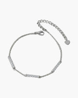 Dainty Moissanite Bar Link Silver Bracelet