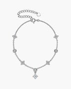 Delicate women's silver 925 bracelet with sparkling cubic zirconia flowers and round stones