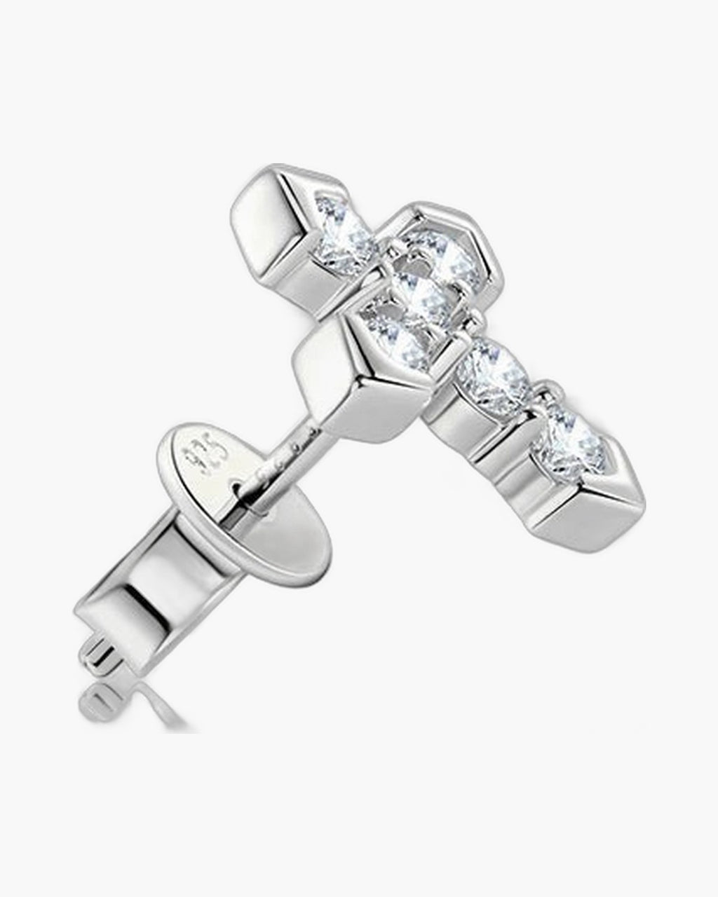 Sparkling women's silver 925 cross stud earrings with brilliant cubic zirconia stones