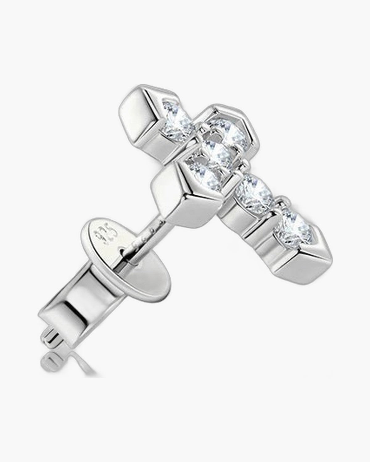 Sparkling women's silver 925 cross stud earrings with brilliant cubic zirconia stones