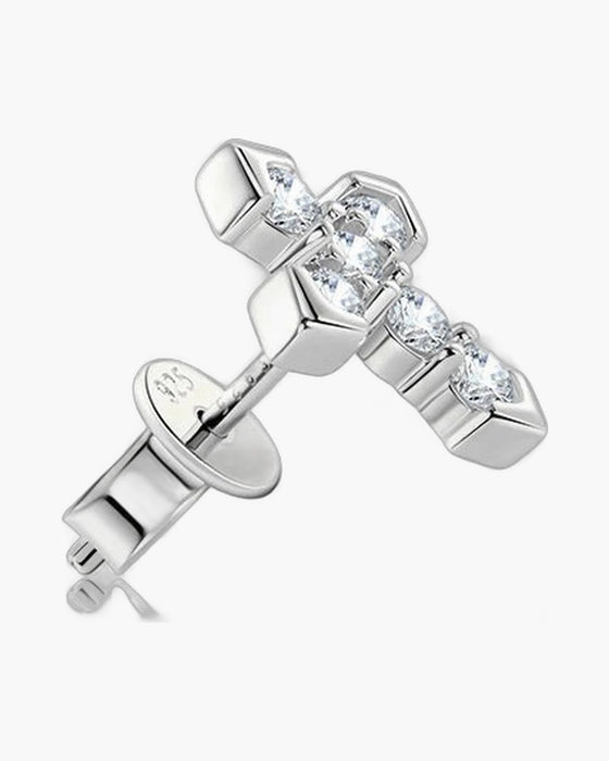 Sparkling women's silver 925 cross stud earrings with brilliant cubic zirconia stones