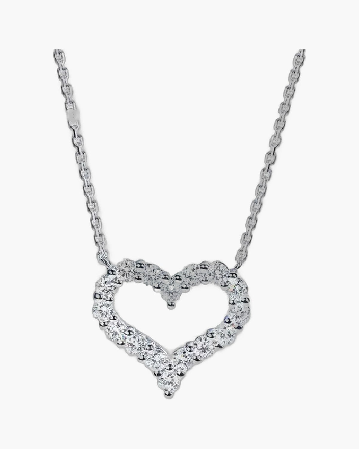 Sparkling silver 925 women's necklace with a heart-shaped pendant encrusted with clear stones