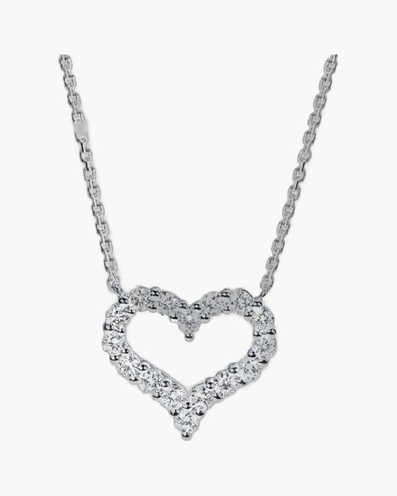 Sparkling silver 925 women's necklace with a heart-shaped pendant encrusted with clear stones
