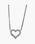 Sparkling women's silver 925 heart pendant necklace with clear cubic zirconia stones