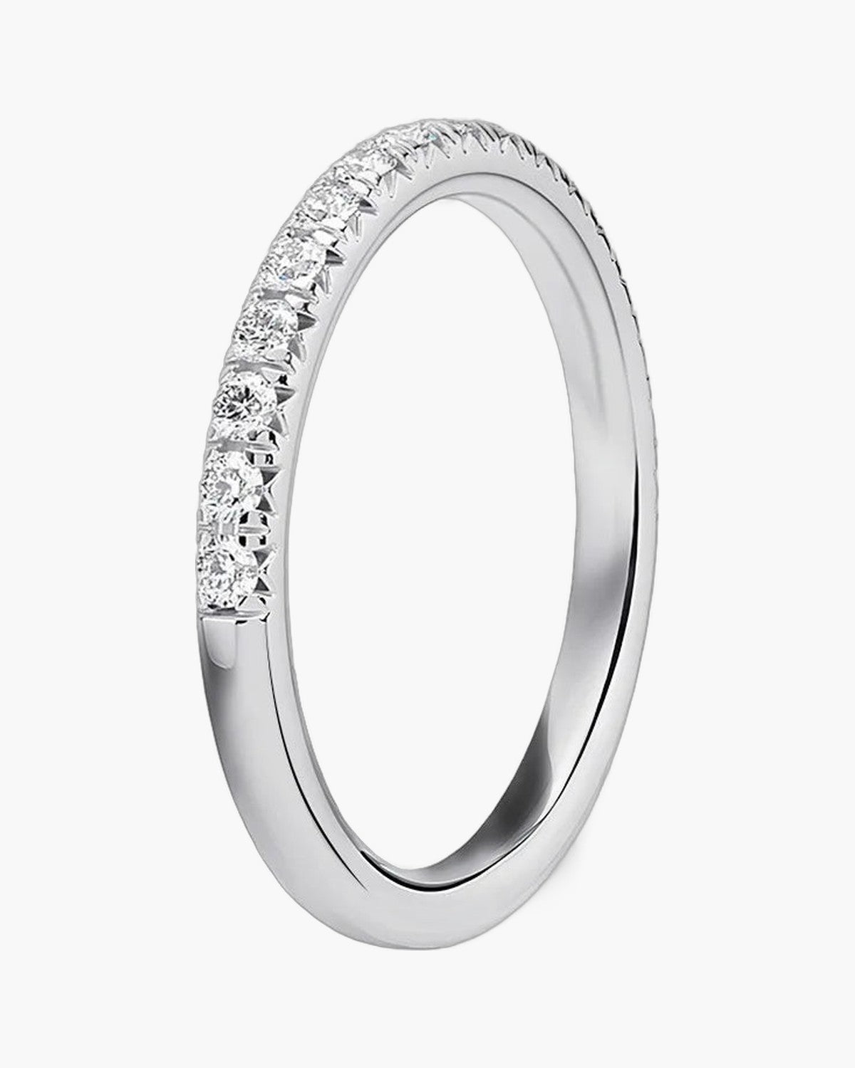 Women's elegant silver 925 ring with half-eternity pave set cubic zirconia stones