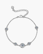 Women's delicate silver 925 bracelet with five bezel-set round brilliant cubic zirconia stones